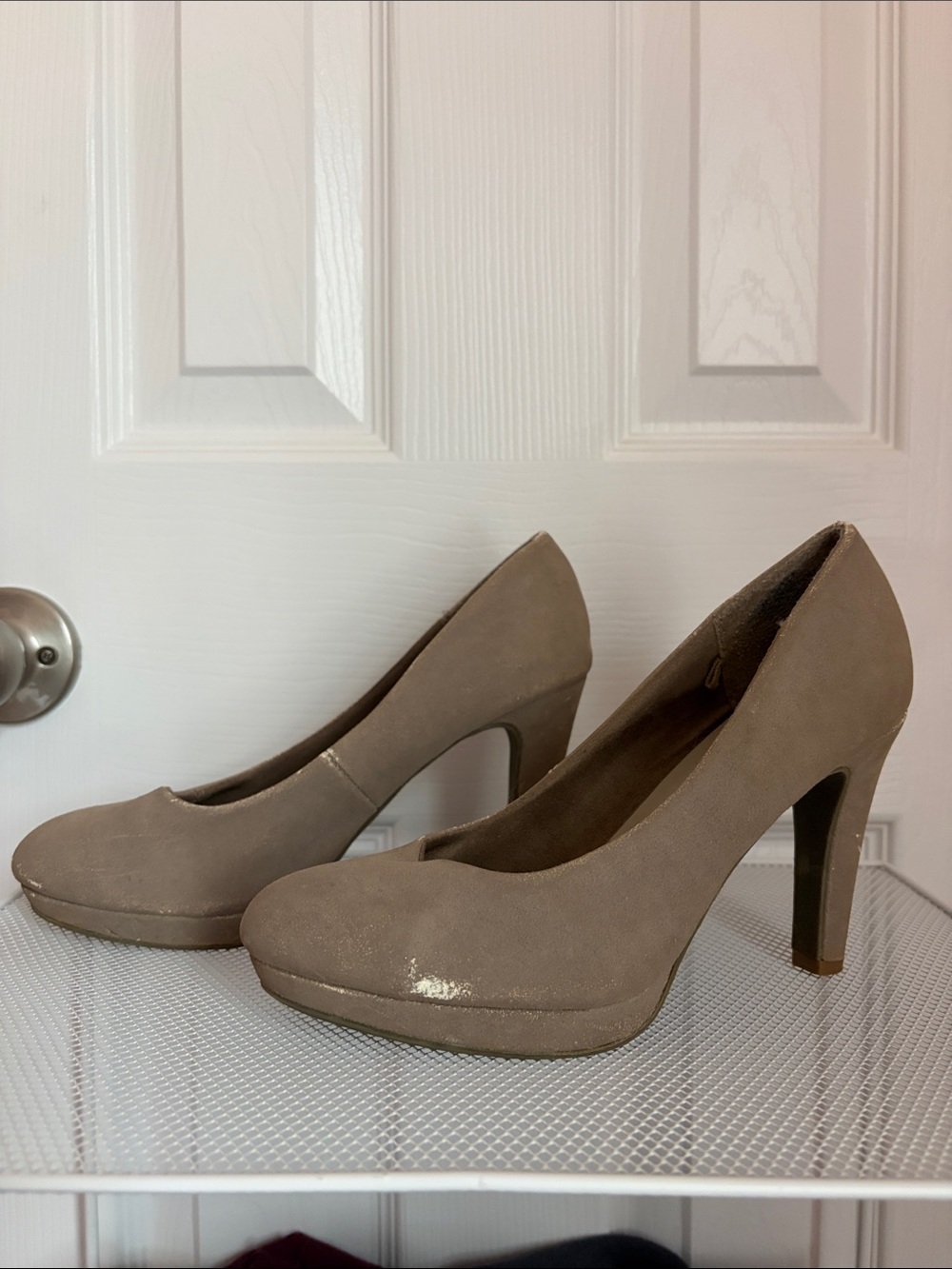 Old Navy Taupe Suede-Look High Heel Pumps